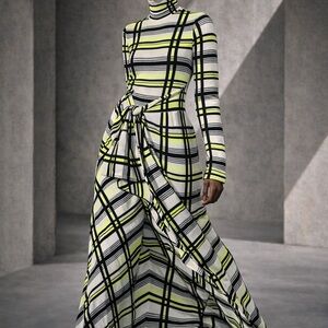 NWT Christian Wijnants wool blend neon stripe drapey midi sweater dress